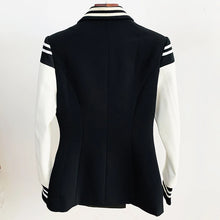 Load image into Gallery viewer, HIGH STREET New Fashion 2024 Classic Varsity Jacket Women's Lion Buttons Double Breasted Leather Sleeve Patchwork Blazer