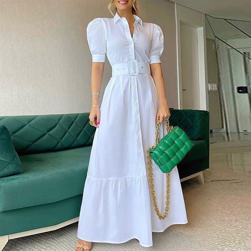 Puff Shoulder Sexy Party Maxi Dress