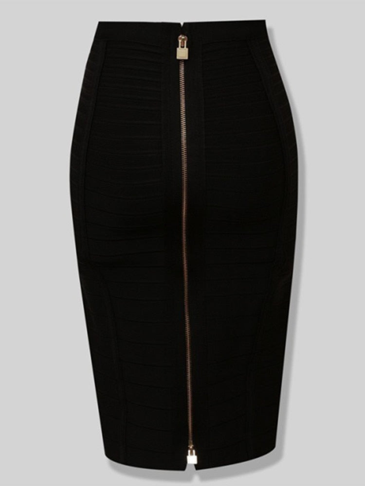 Sexy Solid Zipper Bandage Skirt